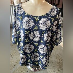 Women's Anthropologie Meadow Rue Medium Short Sleeve Blouse Top Blue